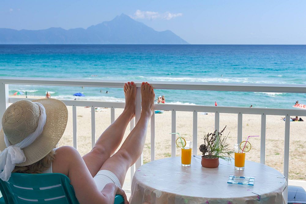 Achilleas House in Sarti Halkidiki . Morning view from balkony